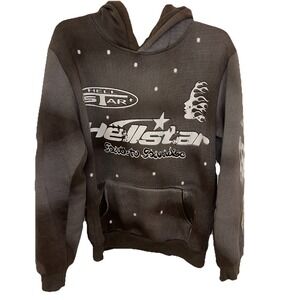 Hellstar Path To Paradise Record Studio Drop Fire Hoodie Gray M EUC Indie Grunge